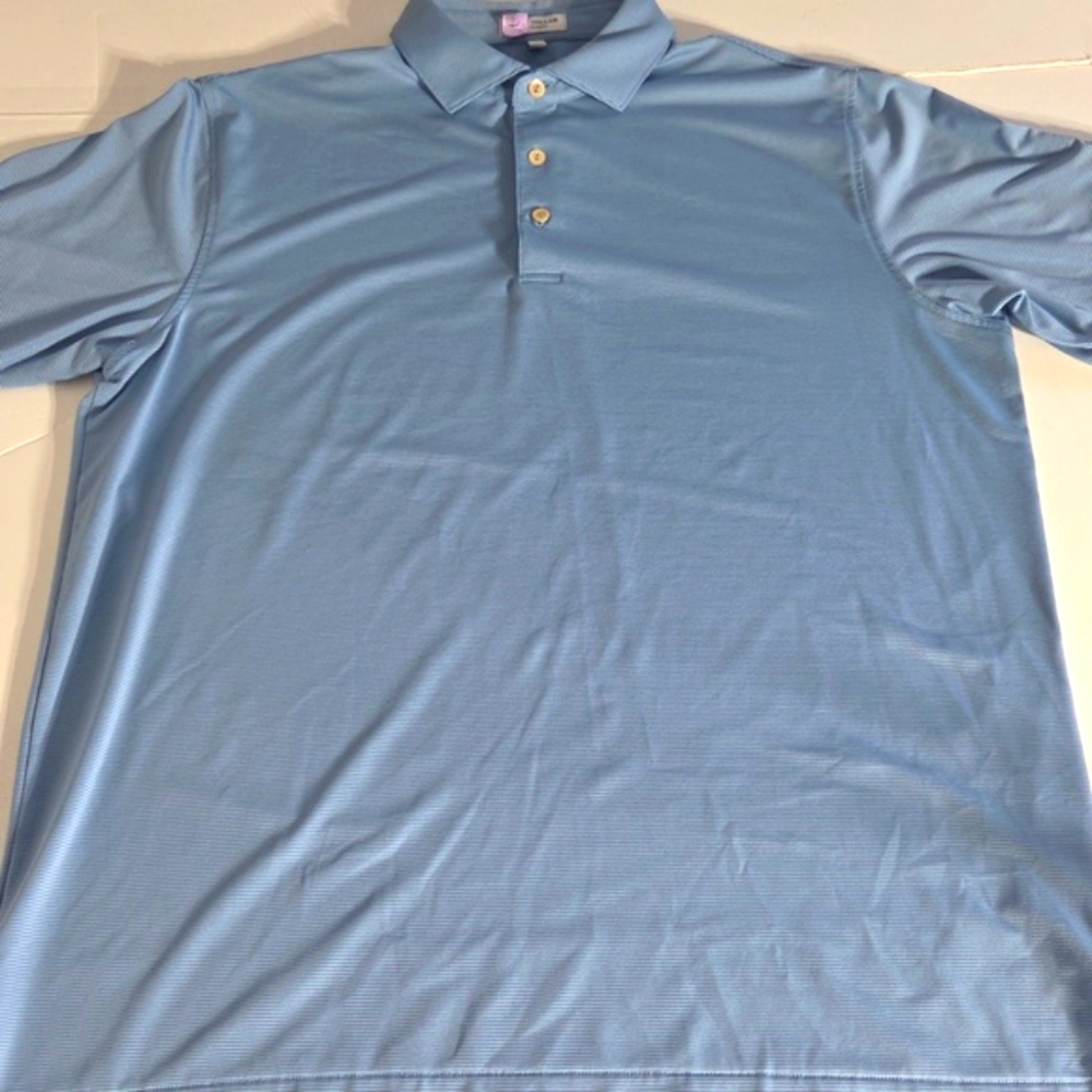 Peter Millar Summer Comfort Men's Light Blue Striped Polo Shirt